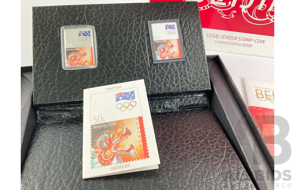 Australian 2008 Beijing Olympic Games $1 Coin and 50c Proof Fine Silver Coin-stamp