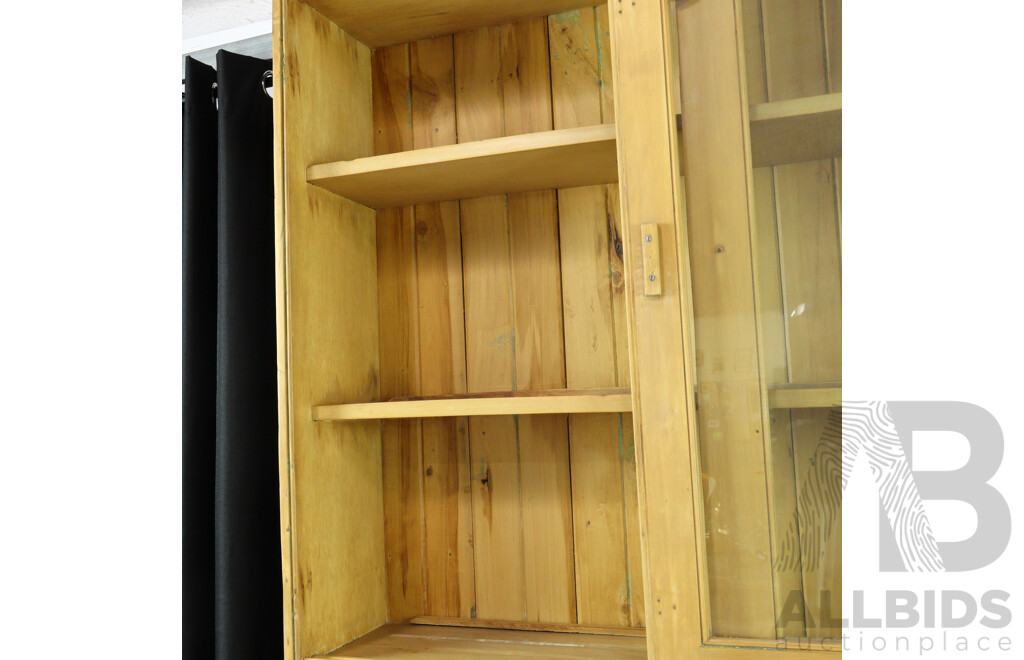 Vintage Two Piece Pine Kitchen Buffett and Hutch