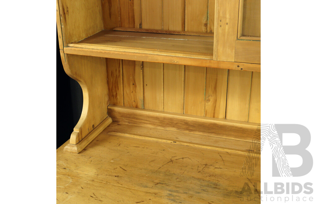 Vintage Two Piece Pine Kitchen Buffett and Hutch