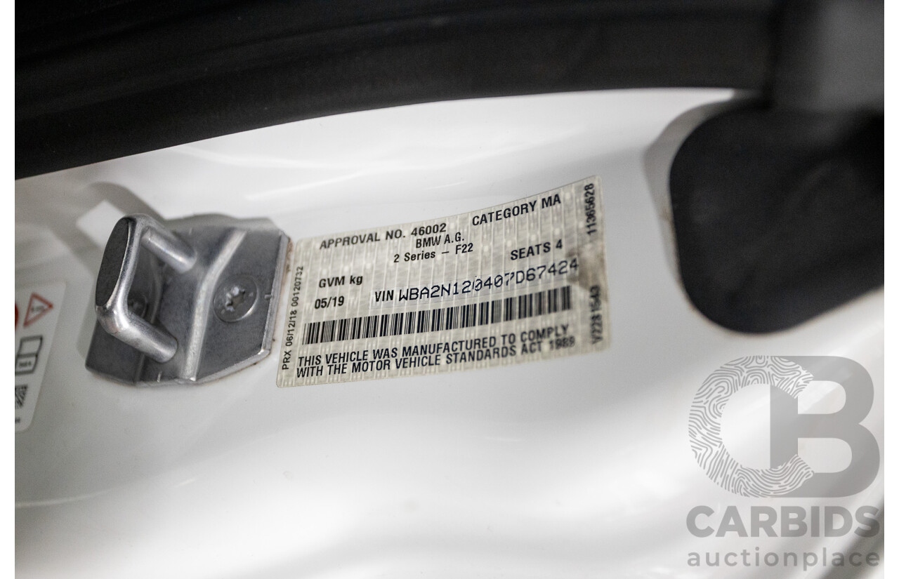 05/2019 BMW M240i F23 MY18 2D Convertible Alpine White Turbo 3.0L