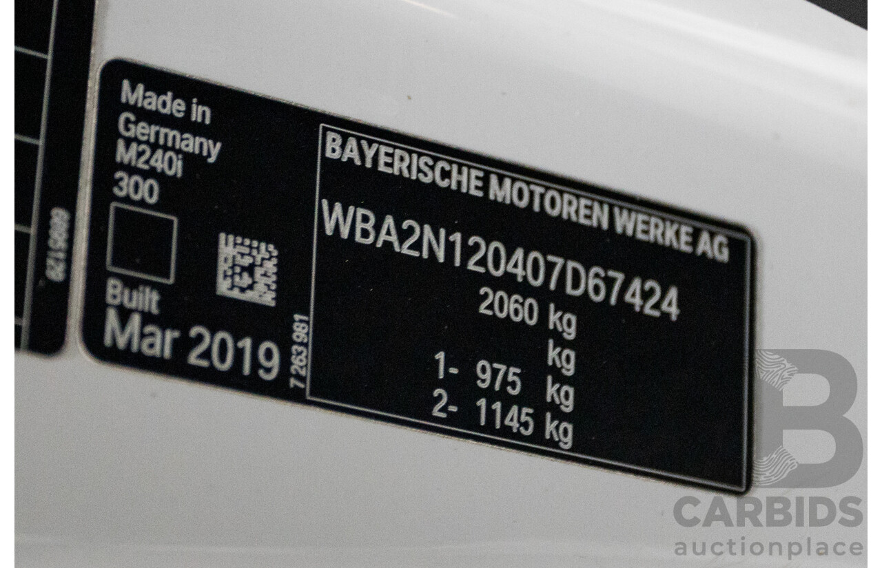 05/2019 BMW M240i F23 MY18 2D Convertible Alpine White Turbo 3.0L