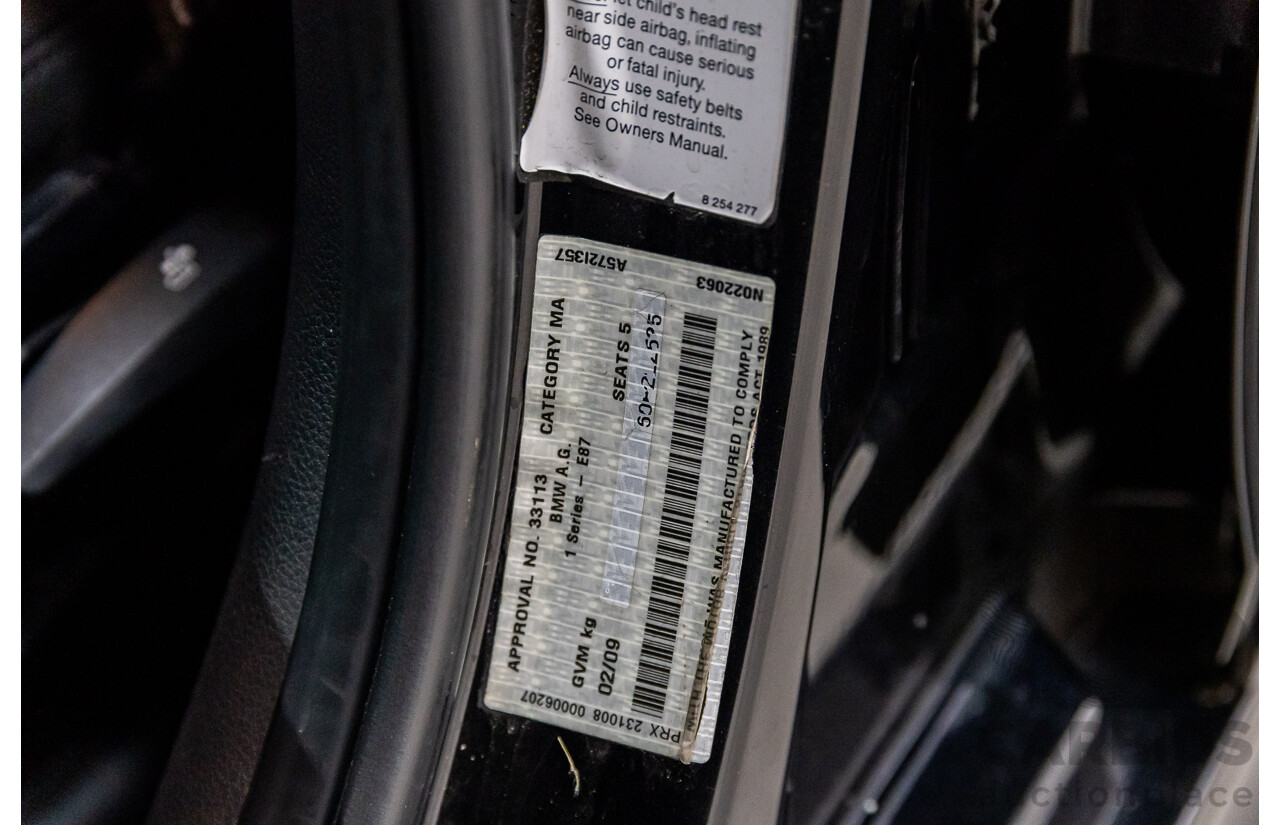 2/2009 BMW 120i E87 MY09 5d Hatchback Jet Black 2.0L