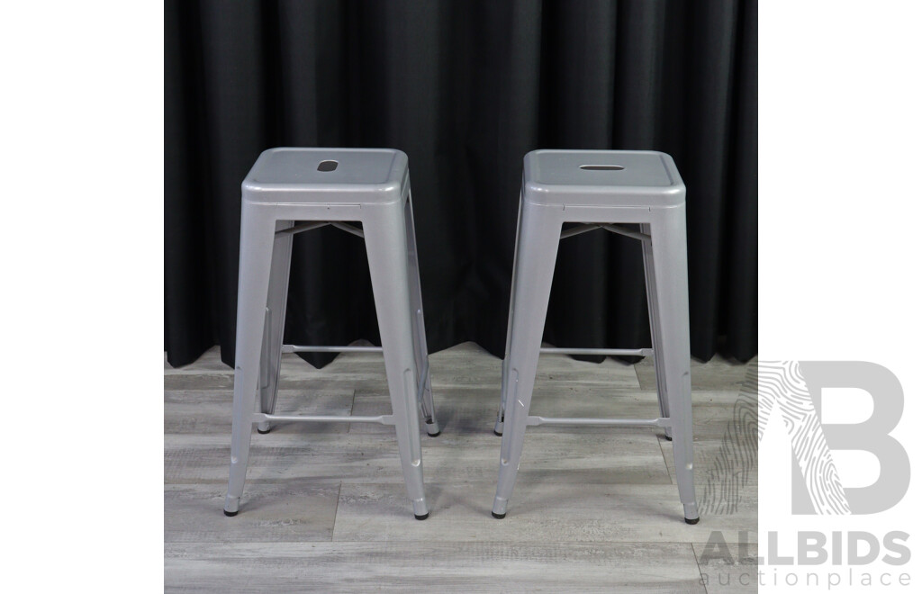 Pair of Tolix Style Bar Stools