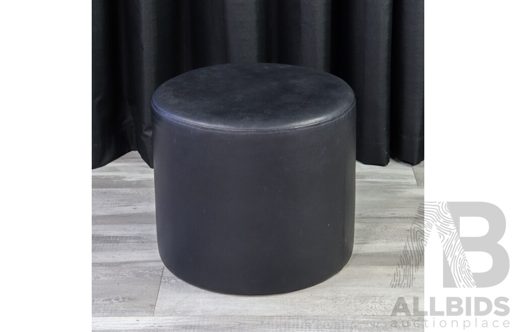 Round Leatherette Ottoman