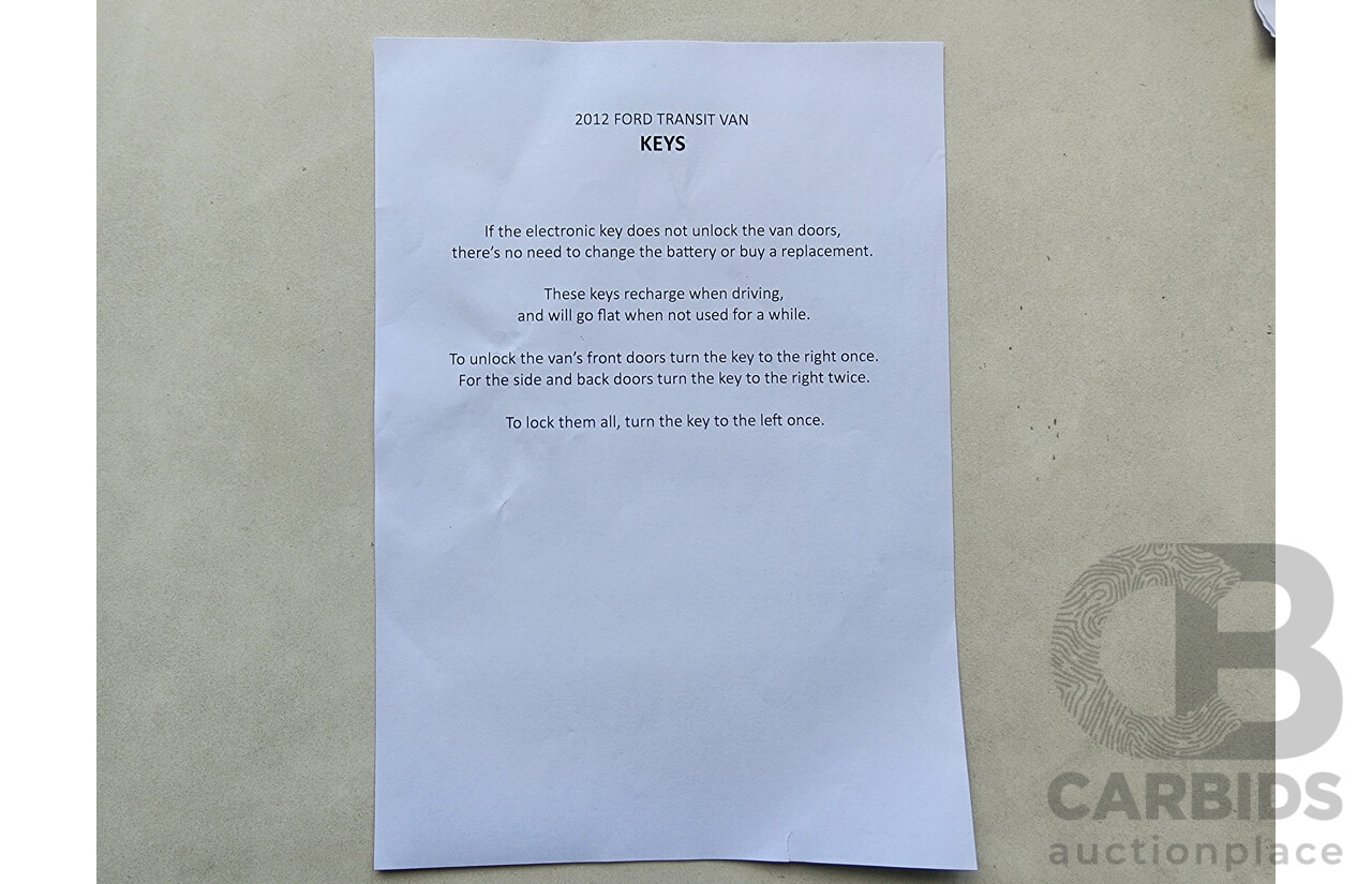 12/2012 Ford Transit HIGH (lwb) VM MY12 UPDATE Van White 2.2L