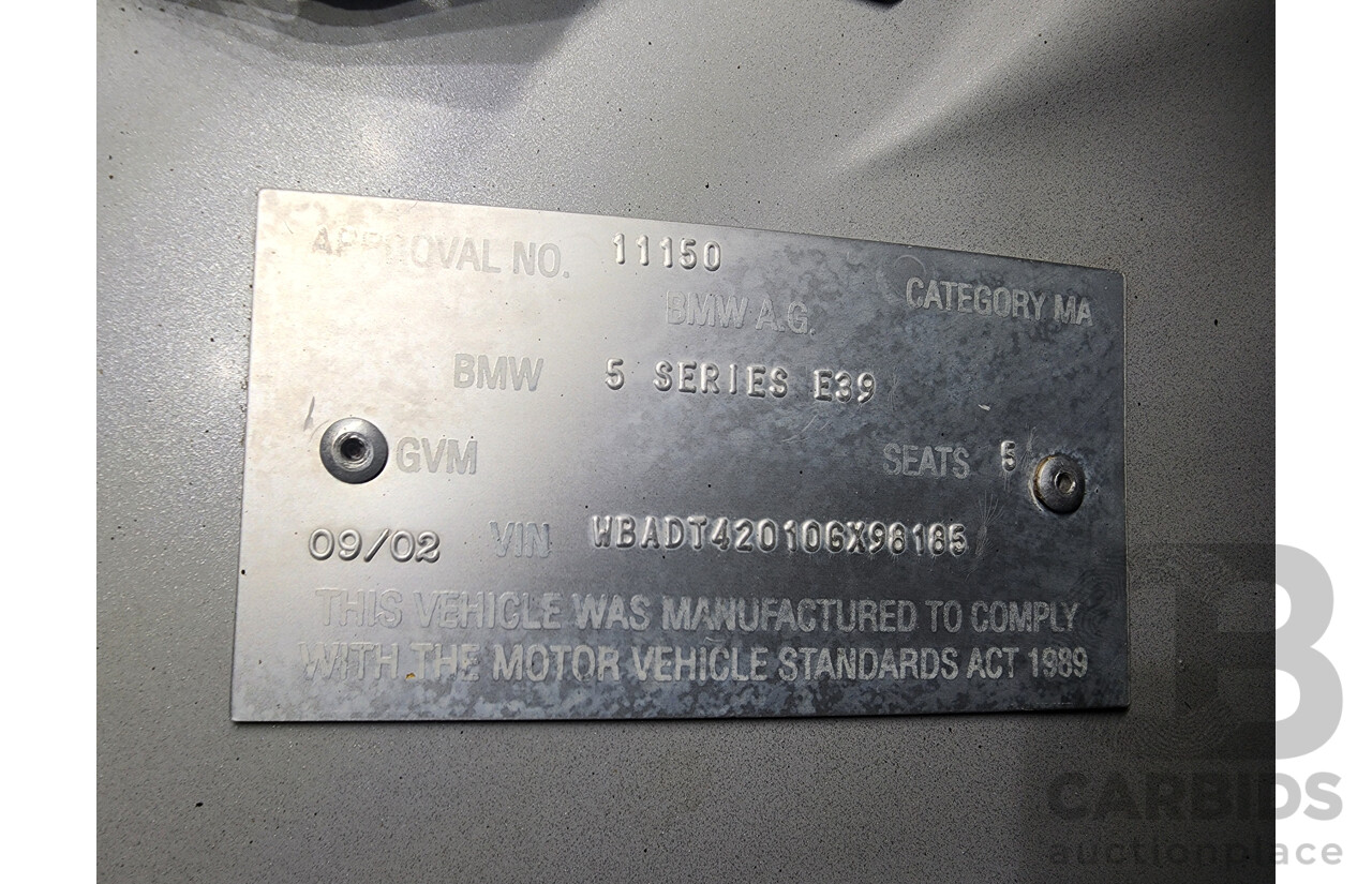 9/2002 Bmw 5 25i Executive E39 4d Sedan Silver 2.5L