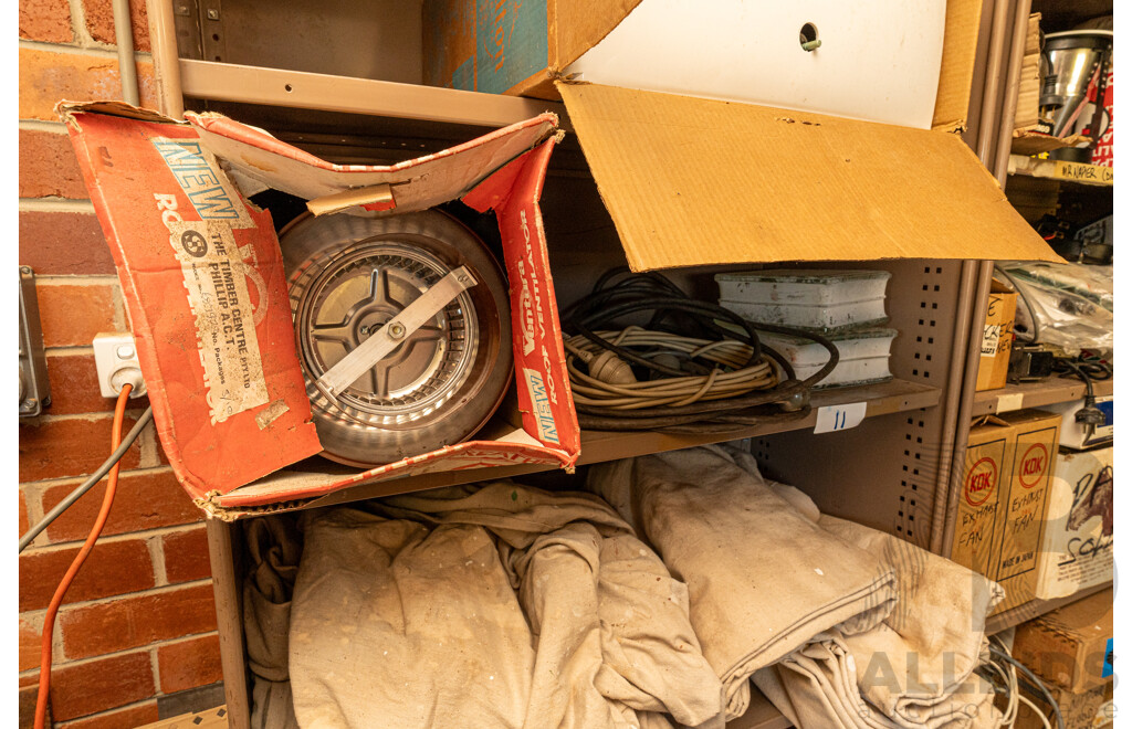 2 Bay of Metal Shelving with Various Hardware ETC