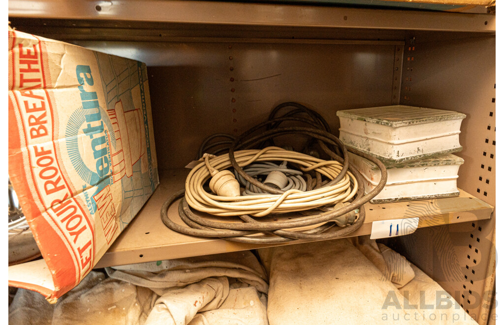2 Bay of Metal Shelving with Various Hardware ETC