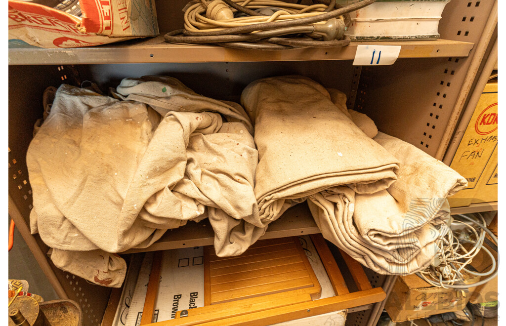 2 Bay of Metal Shelving with Various Hardware ETC