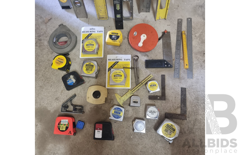 Job Lot Various Hand Tools - Tape Measures & Spirit Levels ETC
