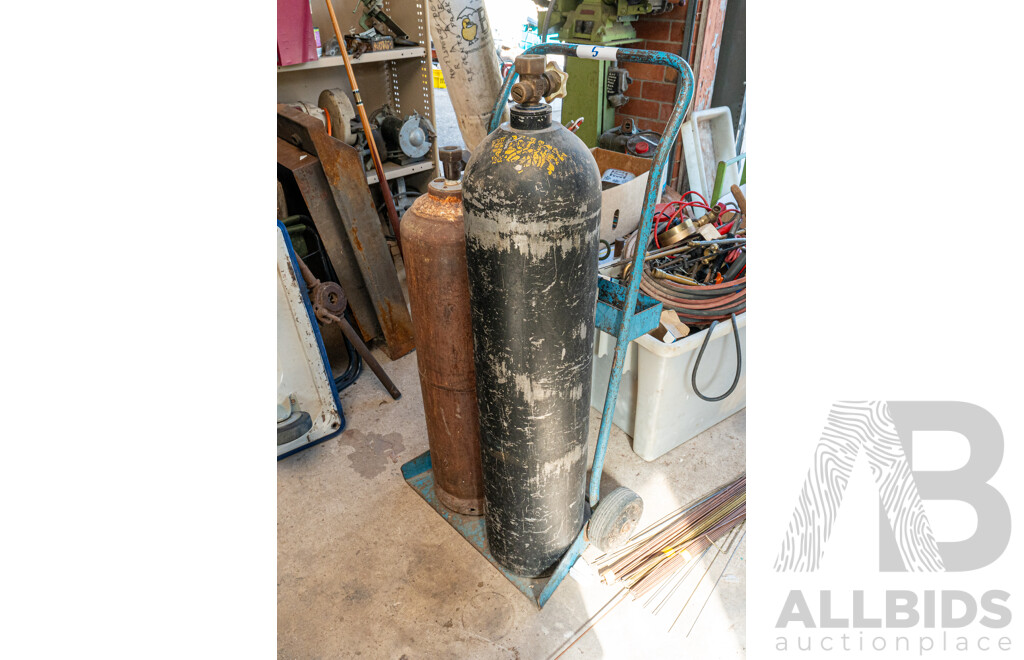Oxy Acetylene Trolley with Gas Bottles & Miscellaneous Welding Accessories ETC