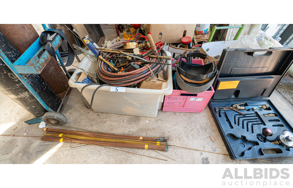 Oxy Acetylene Trolley with Gas Bottles & Miscellaneous Welding Accessories ETC