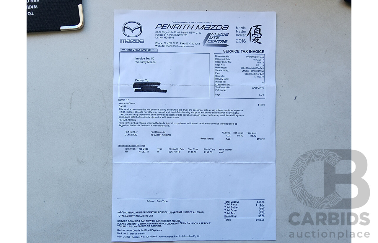 5/2004 Mazda Mazda6 Classic GG 4d Sedan Silver 2.3L