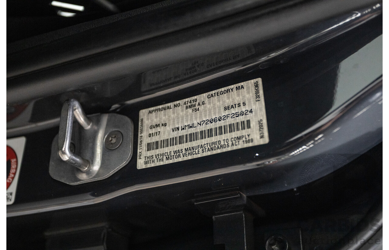 01/2017 Mini Cooper S CLUBMAN F54 4D Wagon Thunder Grey Turbo 2.0L