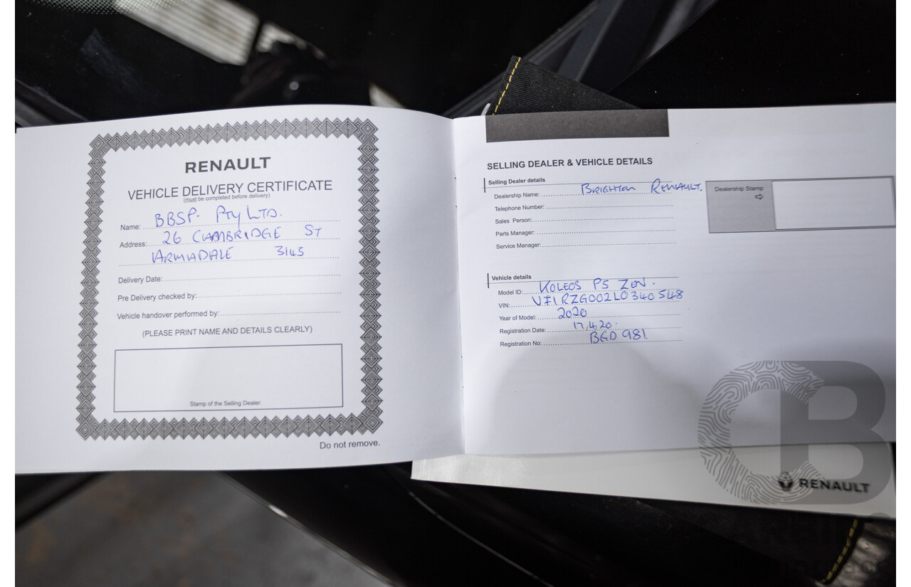 04/2020 Renault Koleos ZEN X-TRONIC (4x2) FWD XZG MY20 4D Wagon Black 2.5L