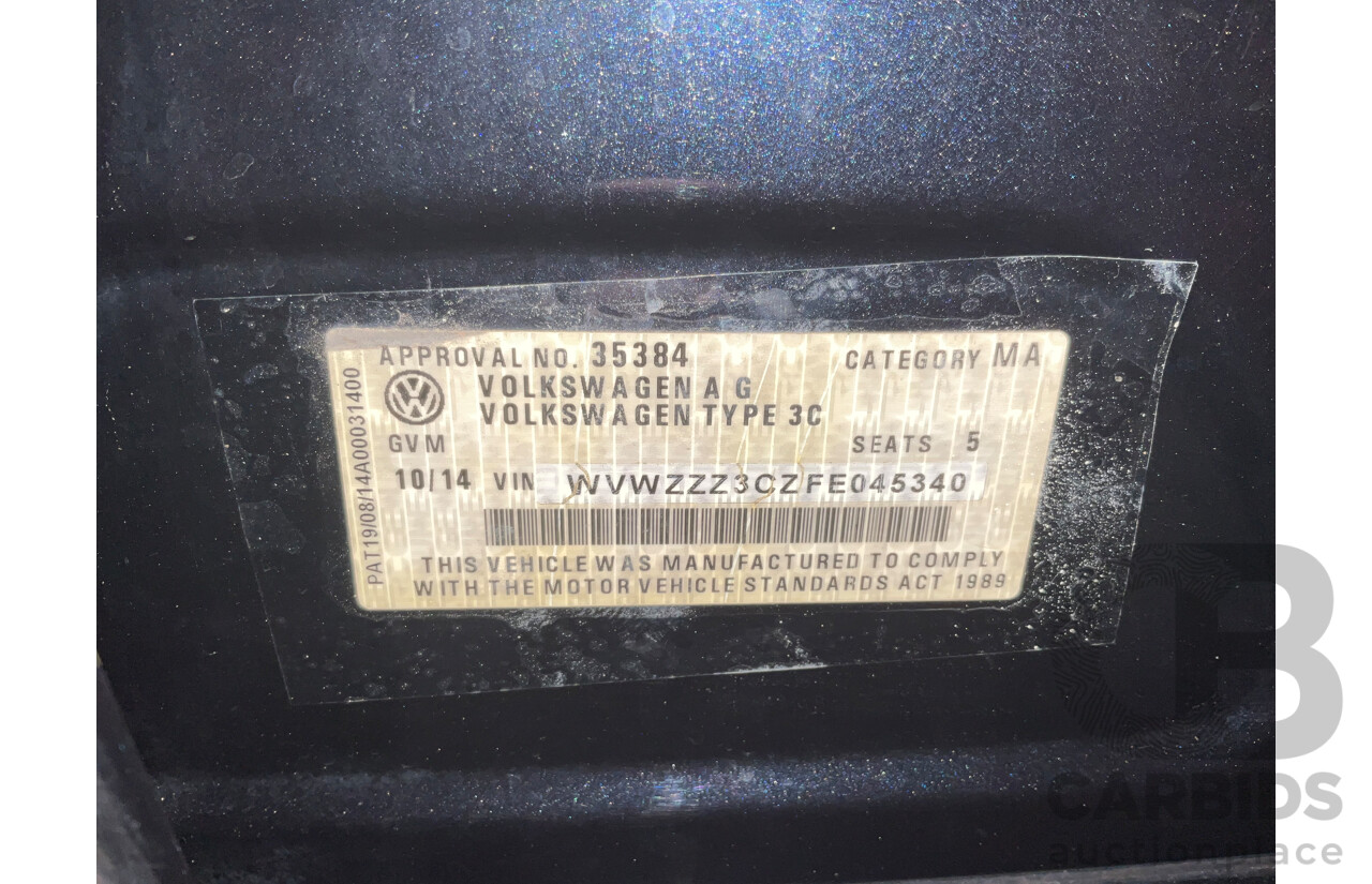 10/2014 Volkswagen Passat 118 TSI 3C MY15 4d Wagon Deep Black Pearl Turbo 1.8L