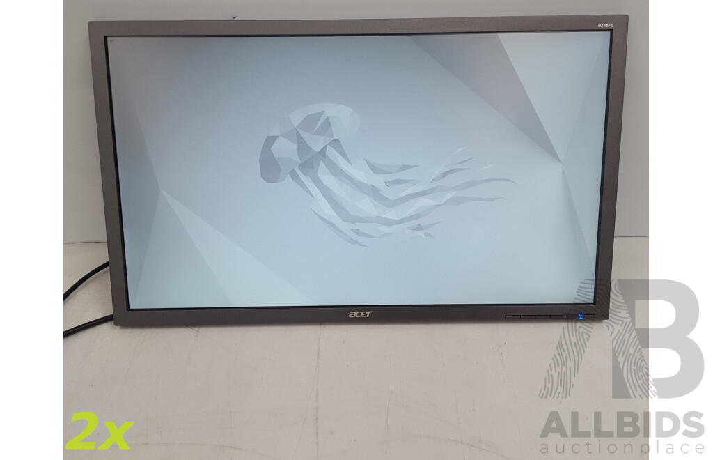 Acer (B246HL) 24-Inch Full HD (1080p) Widescreen LCD Monitor - Lot of Two