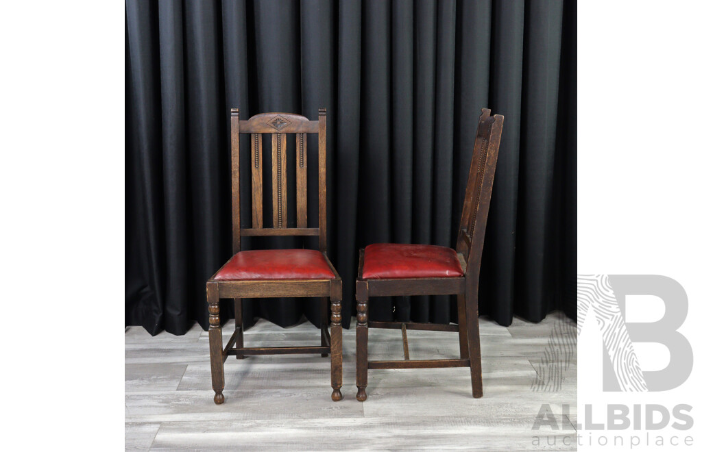 Set of Four Art Deco Oak Dining Chairs