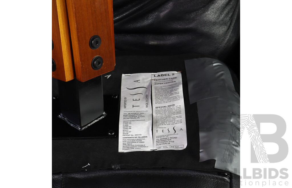 Timber and Leather Swivel Chair and Footstool by Tessa