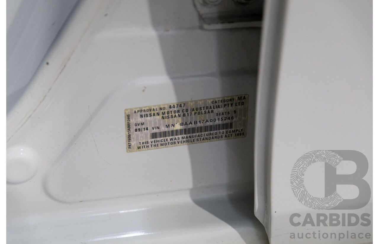 9/2014 Nissan Pulsar ST B17 4d Sedan Diamond White 1.8L