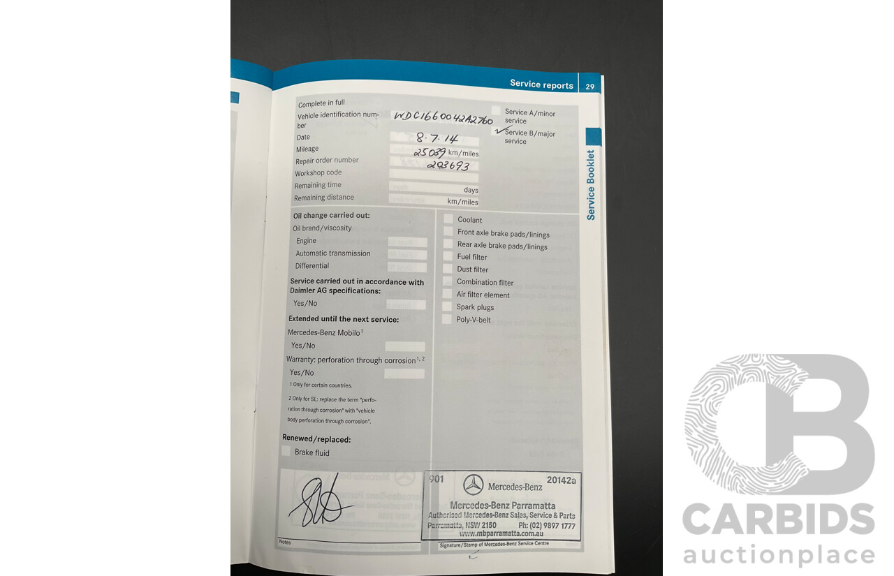 4/2012 Mercedes-Benz ML250 CDI Bluetec (4x4) 166 4d Wagon Tenorite Grey Metallic Turbo Diesel 2.1L