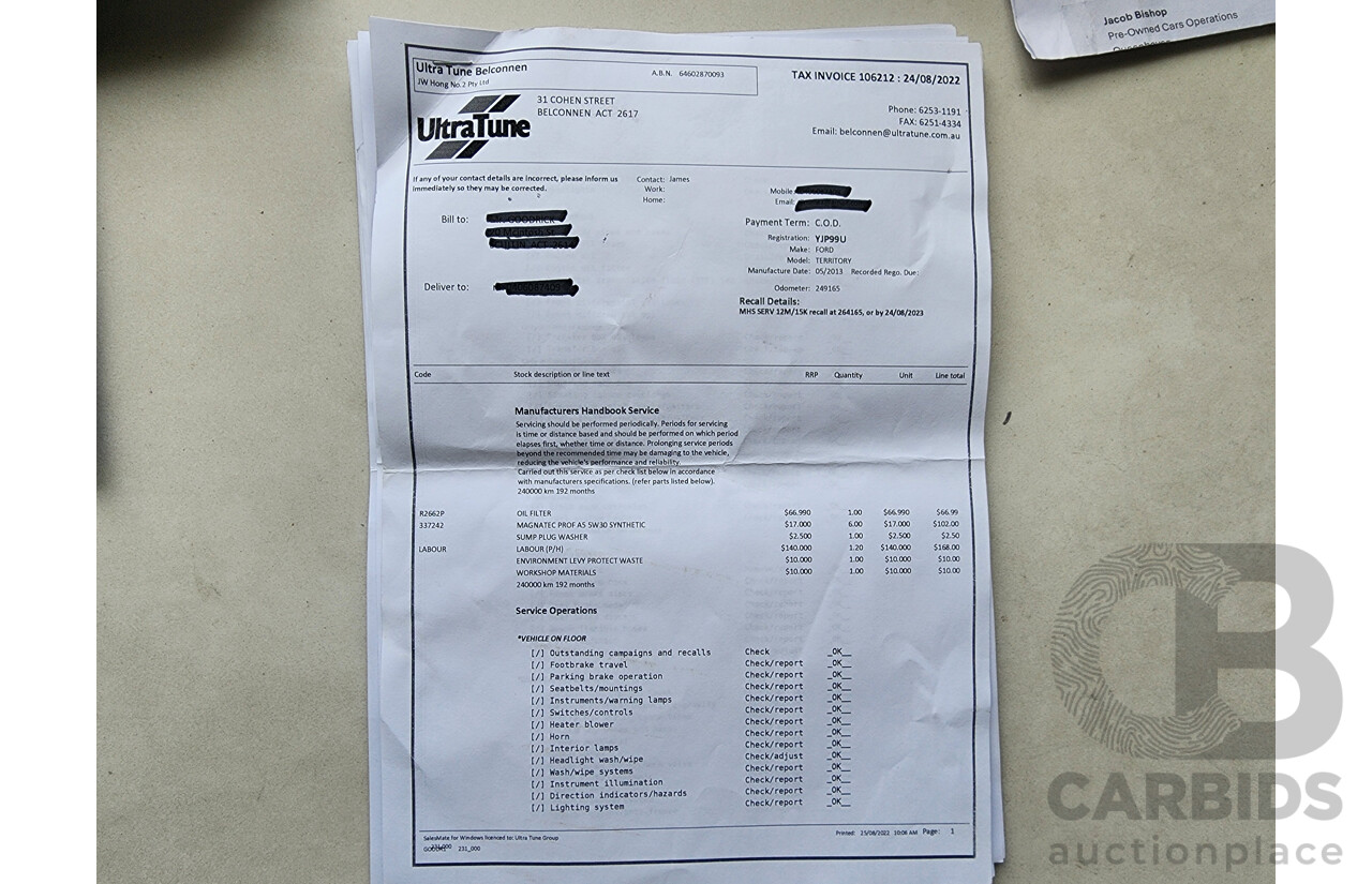 5/2013 Ford Territory TS (4x4) SZ 4d Wagon White 2.7L