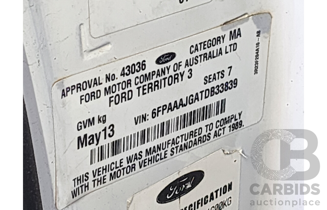5/2013 Ford Territory TS (4x4) SZ 4d Wagon White 2.7L