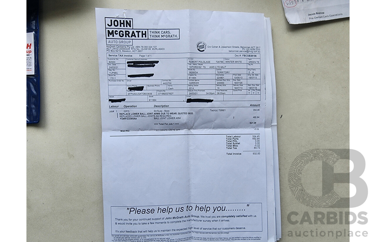 5/2013 Ford Territory TS (4x4) SZ 4d Wagon White 2.7L