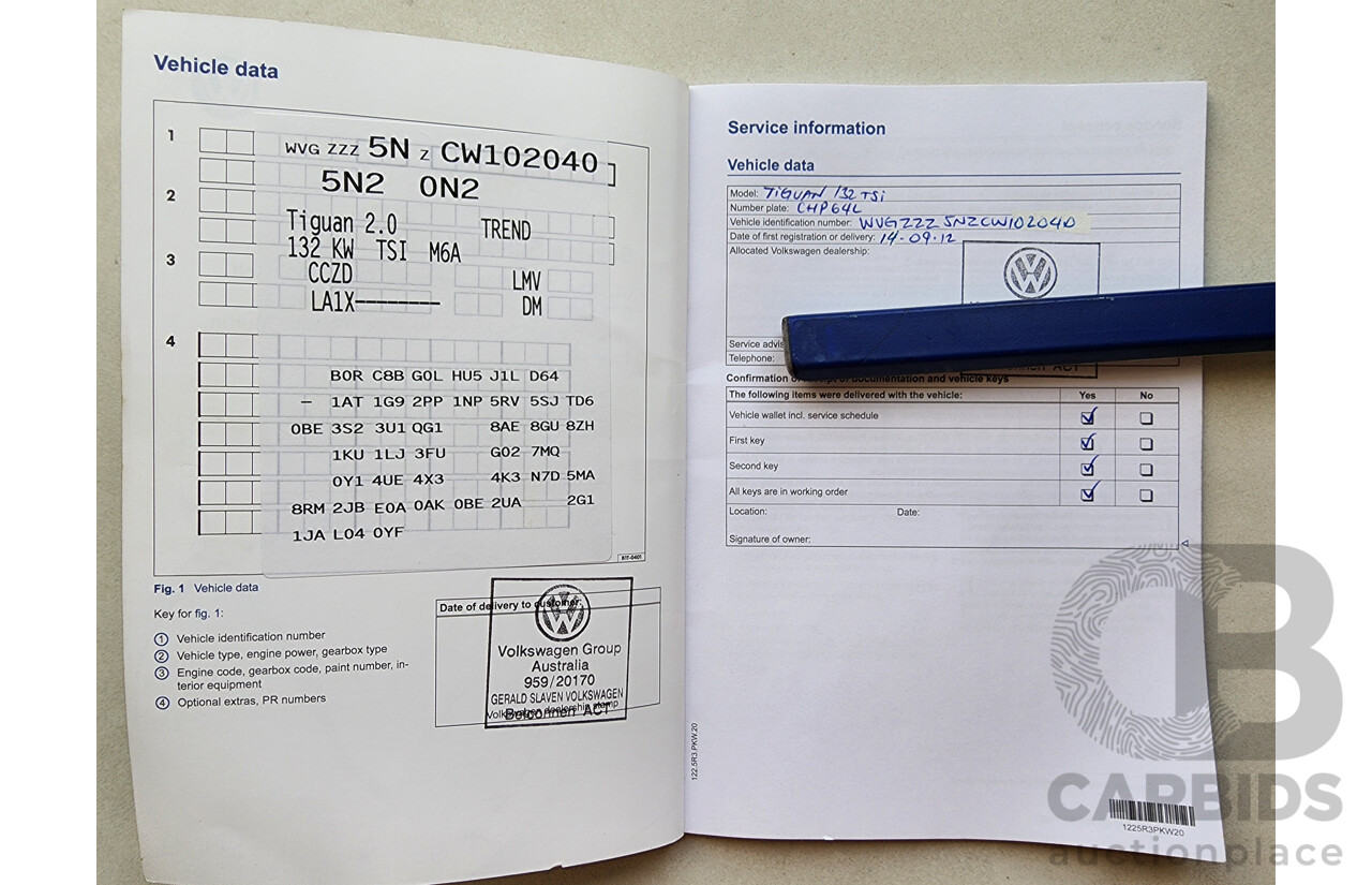 7/2012 Volkswagen Tiguan 132 TSI Pacific 5NC MY12 4d Wagon Beige 2.0L