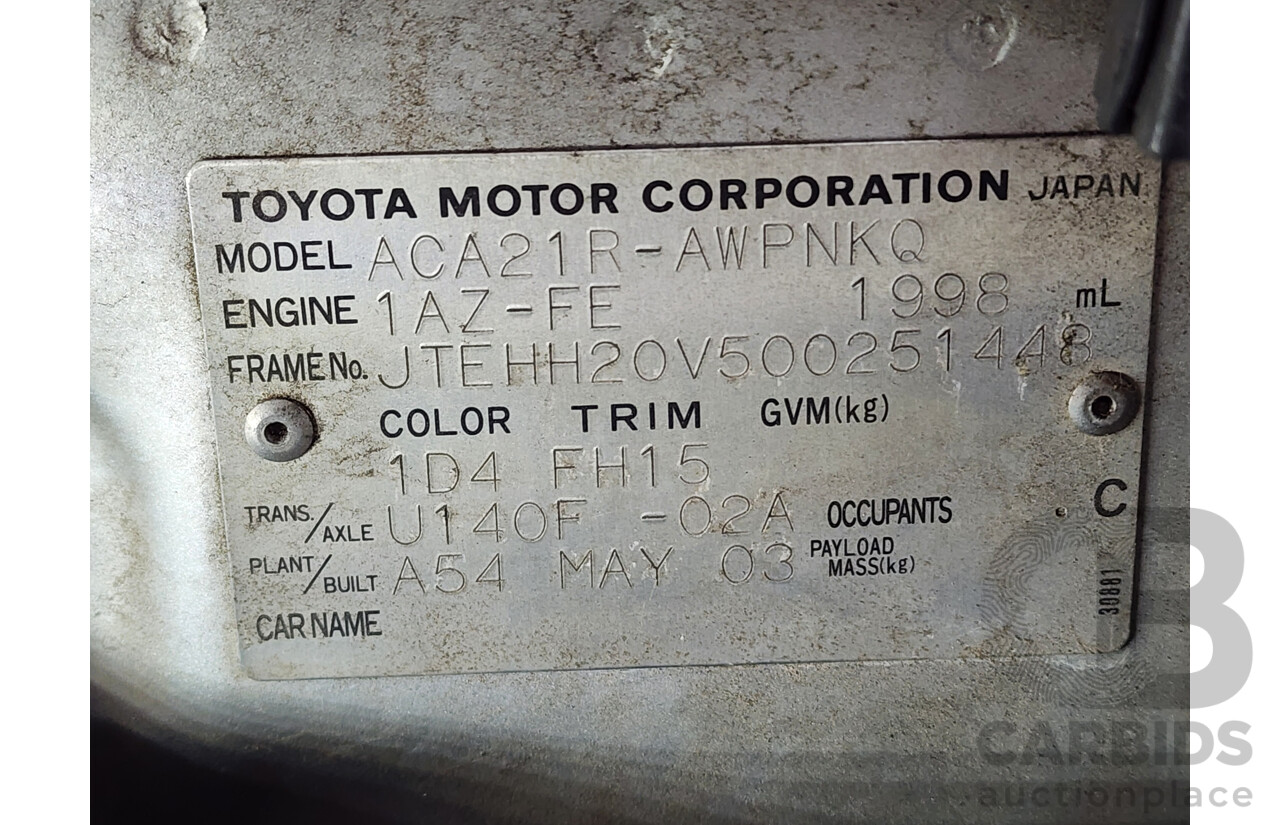 6/2003 Toyota Rav4 Cruiser (4x4) ACA21R 4d Wagon Silver 2.0L