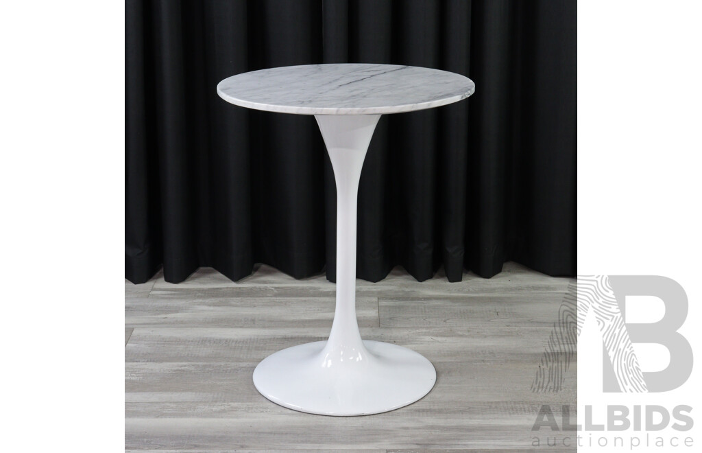 Modern Tulip Stem Side Table with Marble Top