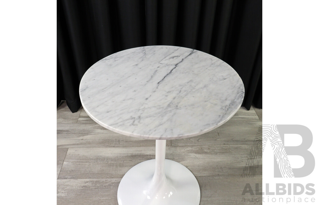 Modern Tulip Stem Side Table with Marble Top