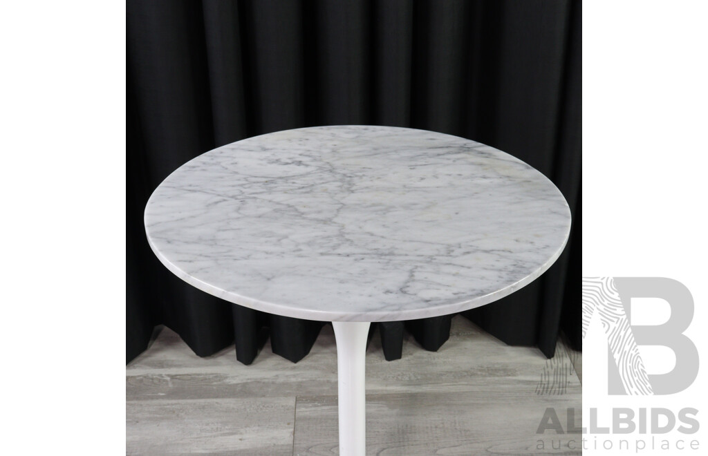 Modern Tulip Stem Side Table with Marble Top
