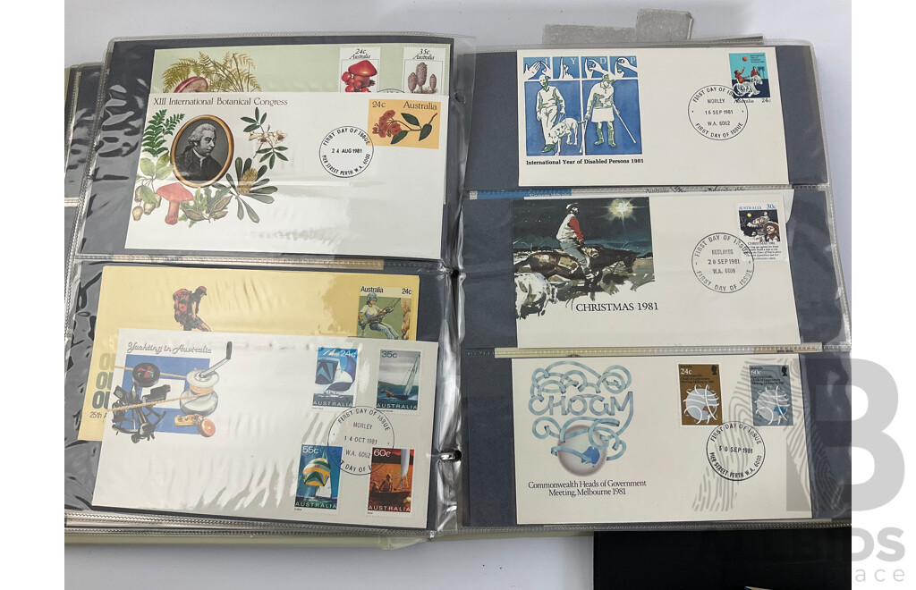 Four Albums of Australian First Day Covers and Stamp Packs, Examples Spanning 1951 to 1989 Including Commonwealth of Australia Jubilee, Bicentennial, Expo 1988