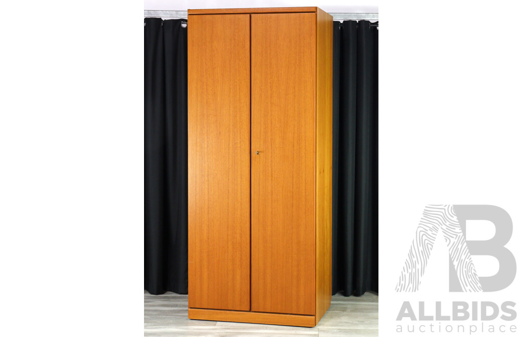 Vintage Teak Two Door Wardrobe with Fitted Interior by Parker Furniture