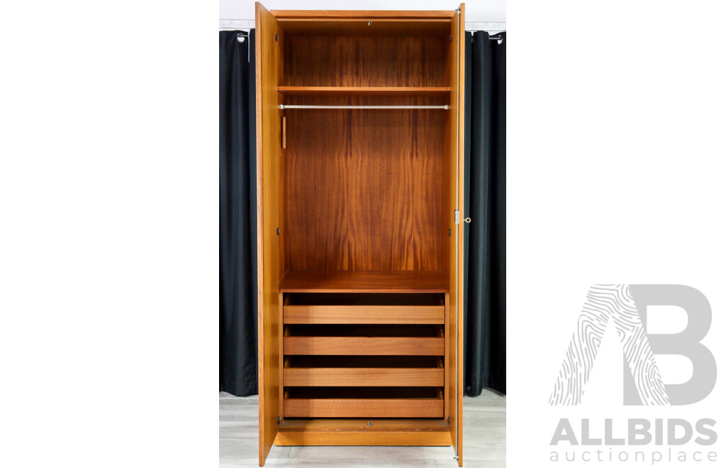 Vintage Teak Two Door Wardrobe with Fitted Interior by Parker Furniture