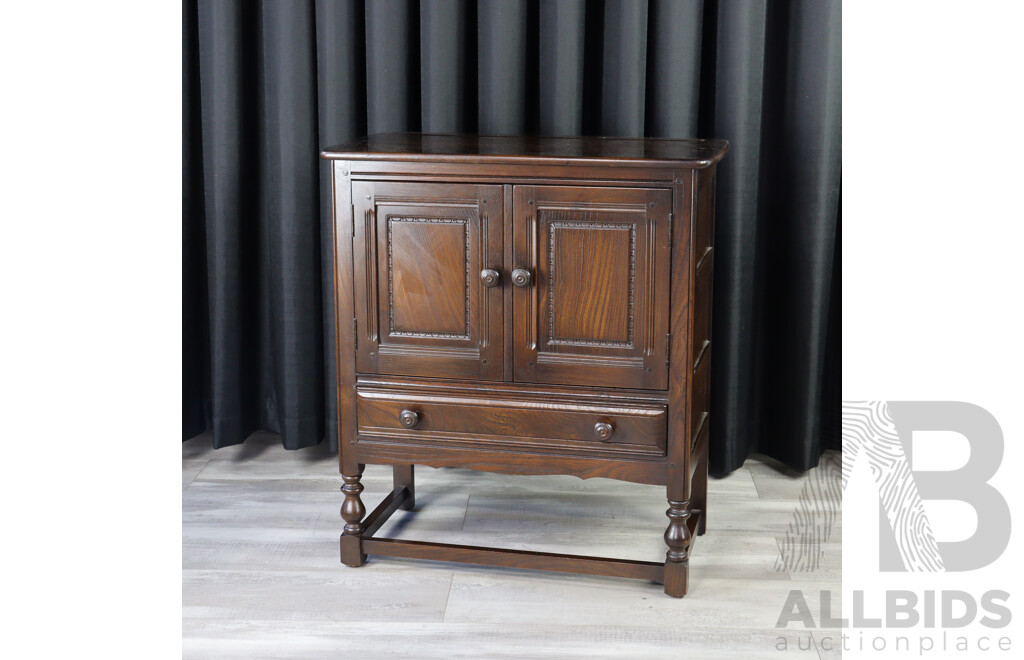 Small Oak Two Door Elevated Cabinet by Ercol