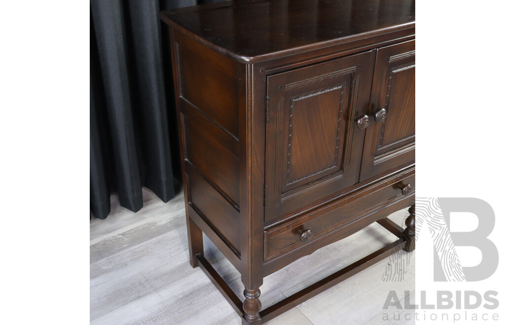 Small Oak Two Door Elevated Cabinet by Ercol