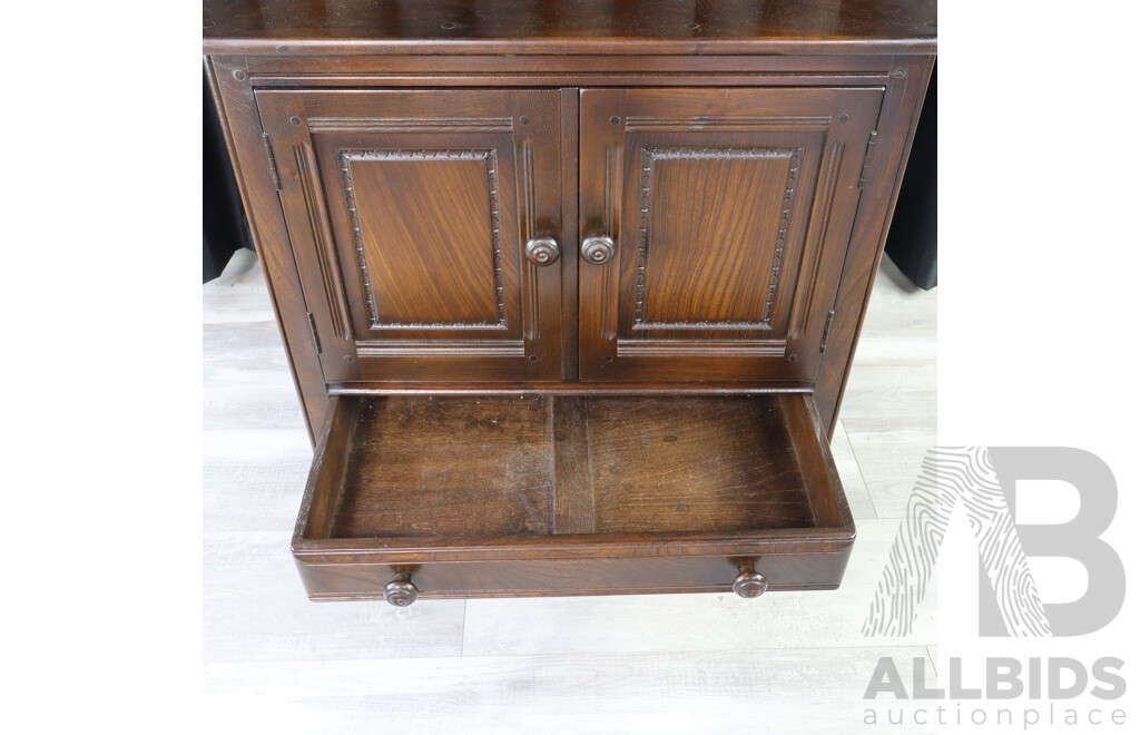 Small Oak Two Door Elevated Cabinet by Ercol