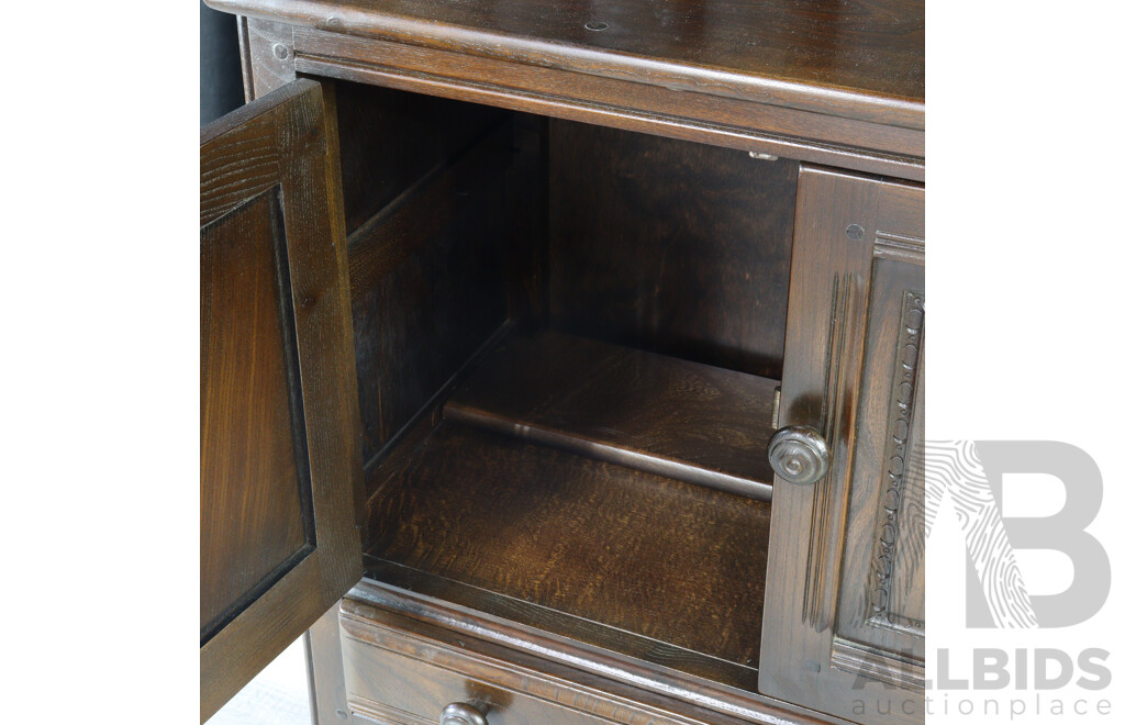 Small Oak Two Door Elevated Cabinet by Ercol