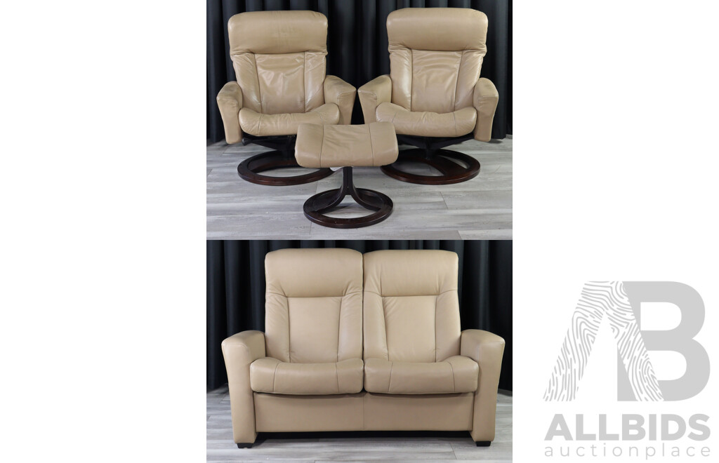 Leather Four Piece Reclining Lounge Suite by IMG Norway
