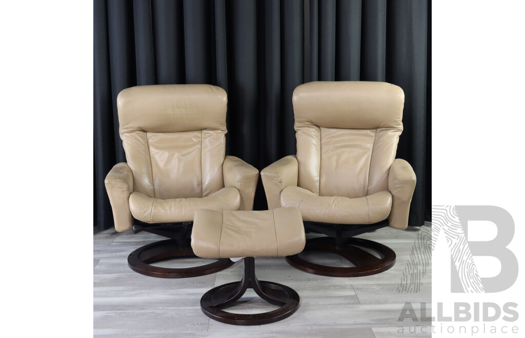 Leather Four Piece Reclining Lounge Suite by IMG Norway