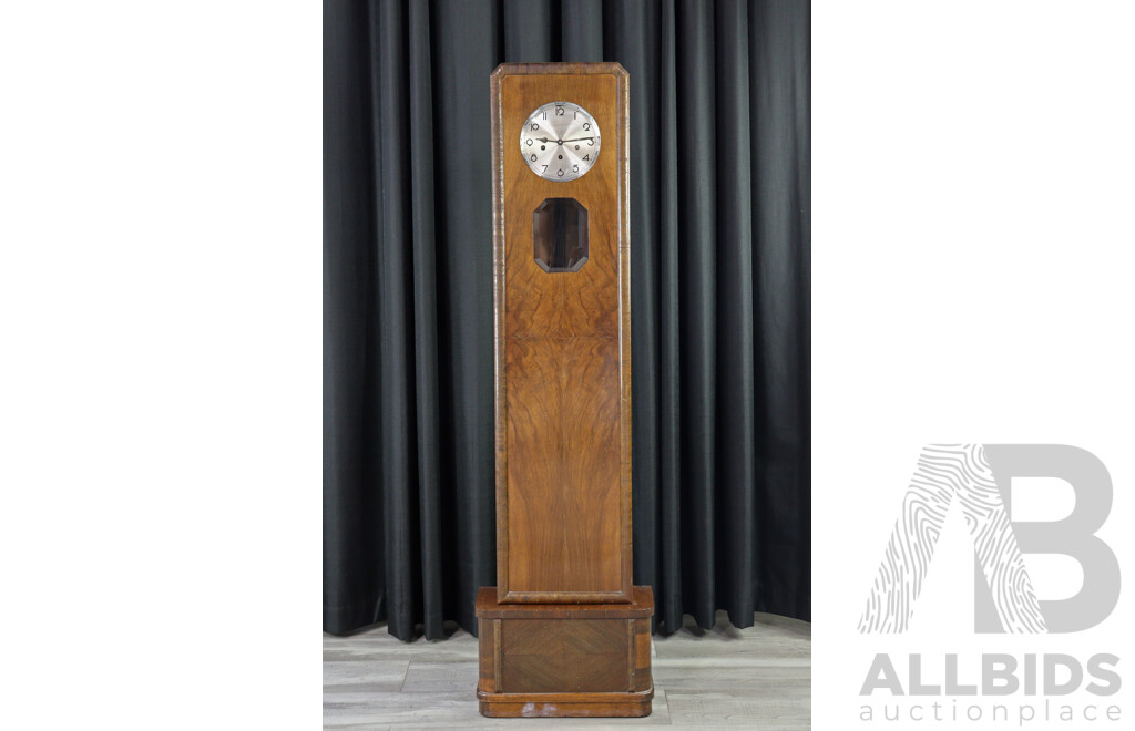 Walnut Art Deco Grandmother Clockwith Dutch Movement