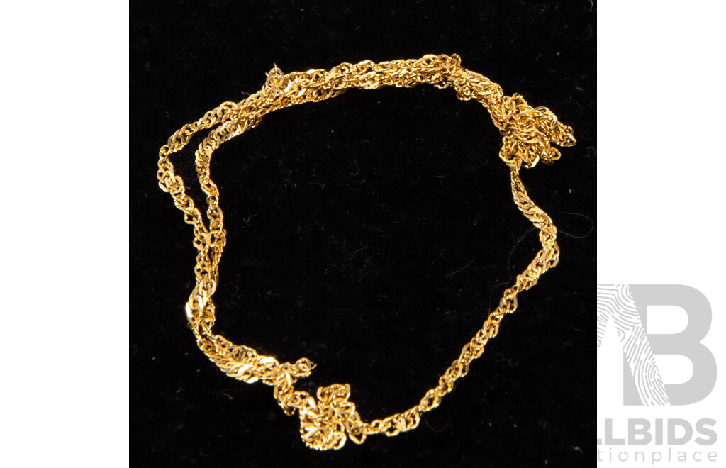 9ct Rope Twist Chain, Missing Clasp, 38cm, 1.11 Grams