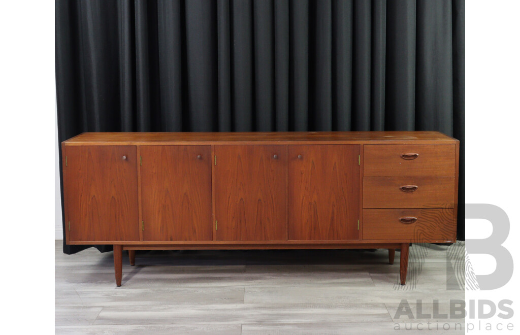 Mid Century Teak Sideboard with Four Doors and Three Drawers