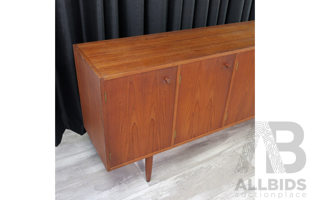 Mid Century Teak Sideboard with Four Doors and Three Drawers