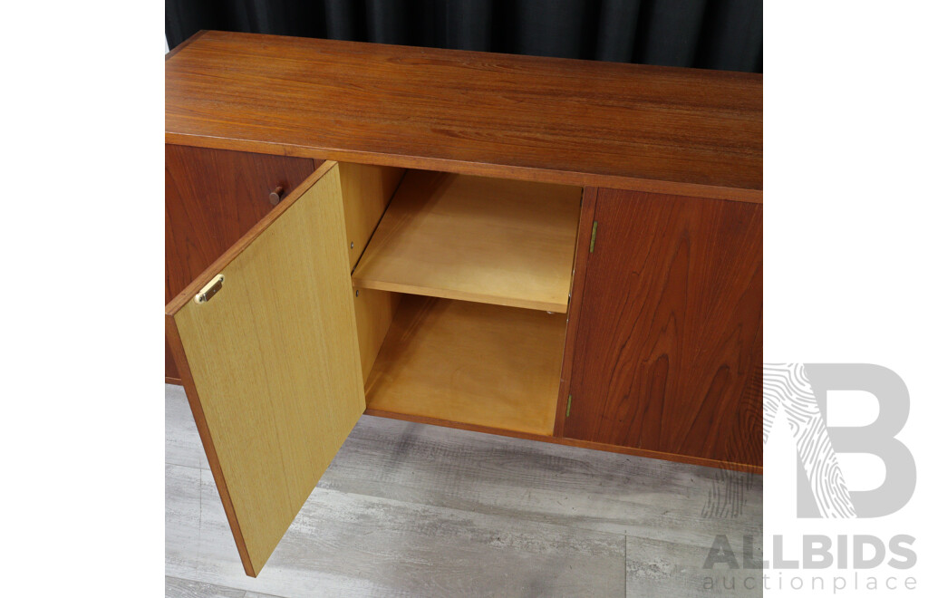 Mid Century Teak Sideboard with Four Doors and Three Drawers