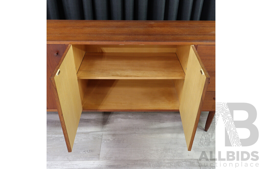 Mid Century Teak Sideboard with Four Doors and Three Drawers