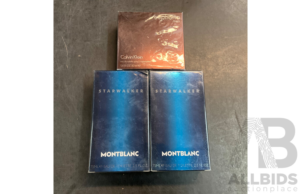 MONTBLANC Starwalker & CLAVIN KLEIN Euphoria Men Eau De Toilette - Lot of 3