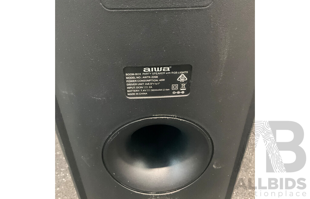 AIWA AWTK-226B Party Speaker & LIQUID EARS Wireless Headphones
